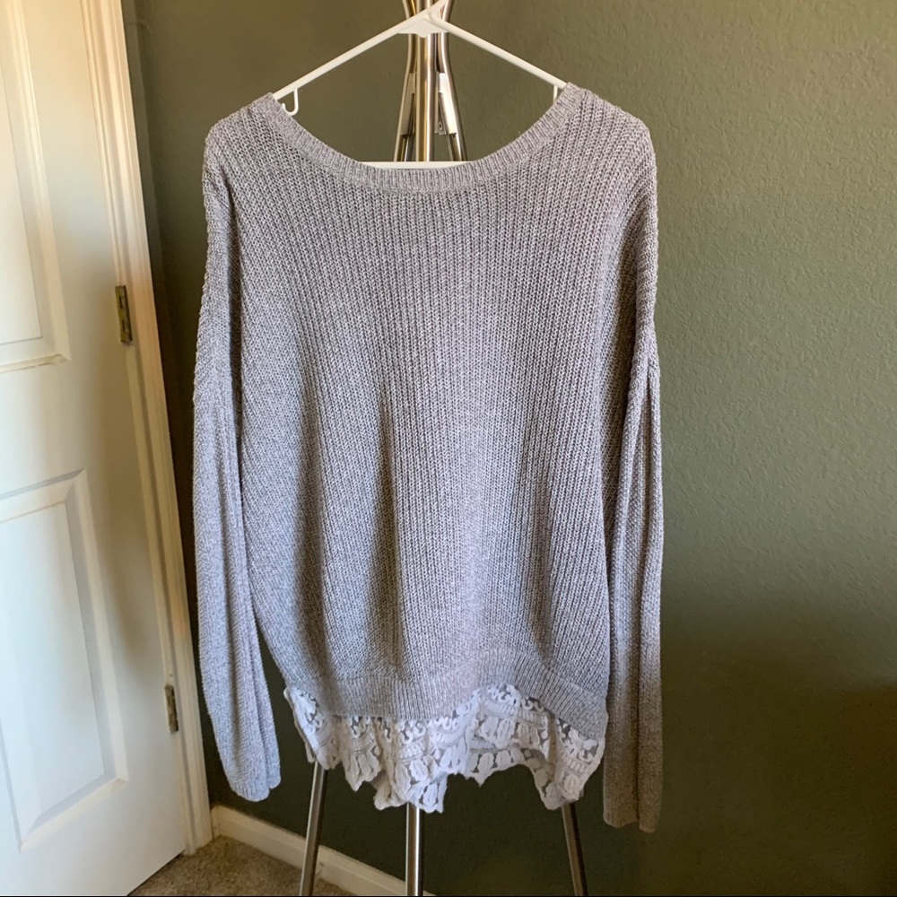 UO pins and needles lace bottom sweater